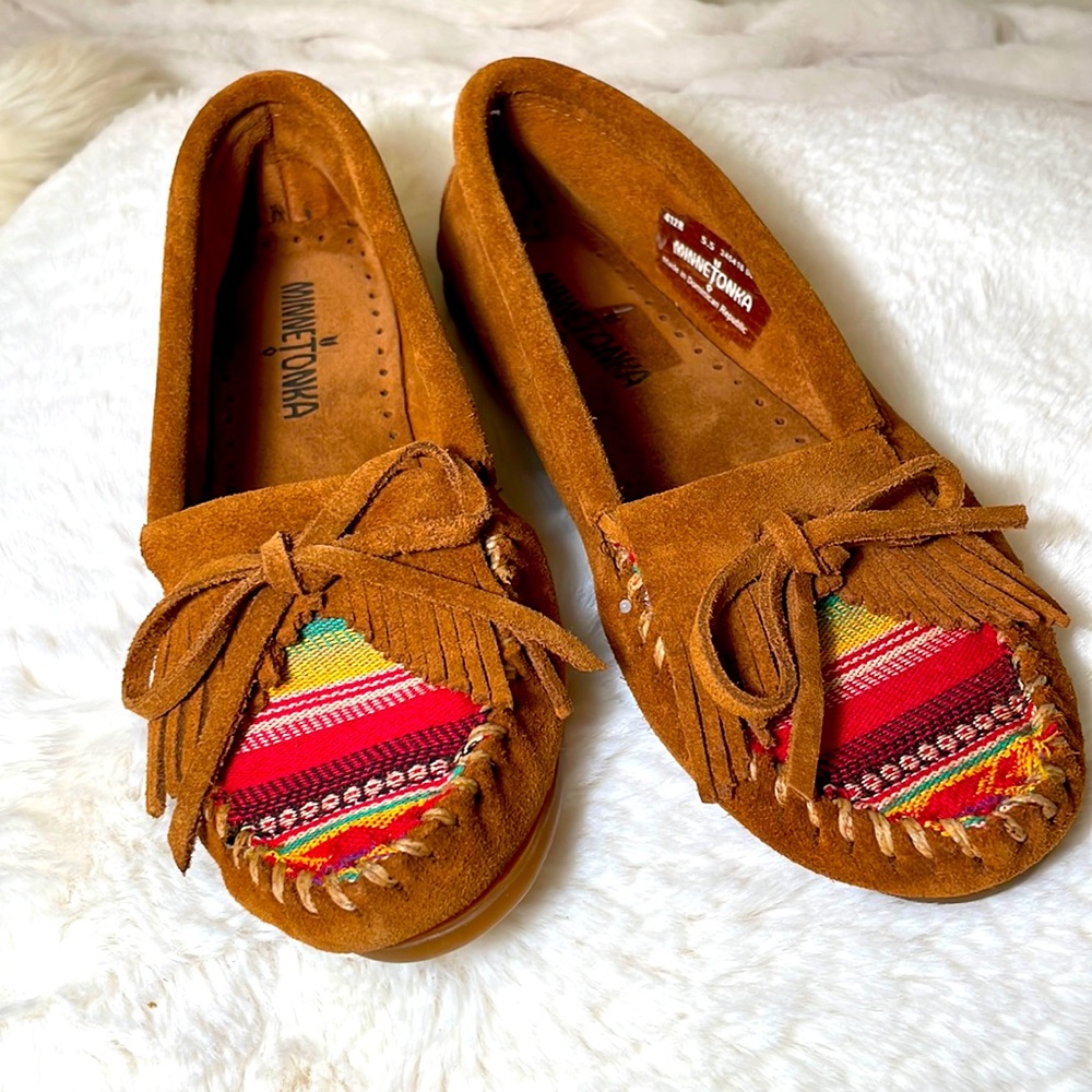 Minnetonka Genuine Suede Kitty Leather Moccasins - Picture 3 of 15